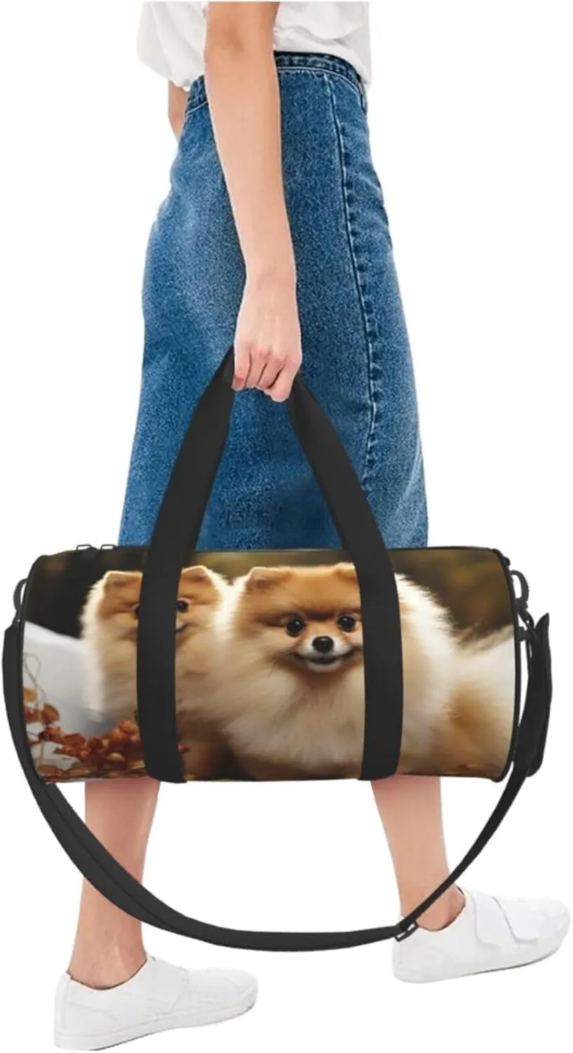 Travel Duffel Bag Cute Pomeranian Weekender Overnight Bag For Men Women Large Capacity Sports Gym Bag Canvas Carry On Tote Bags For Travel Yoga
