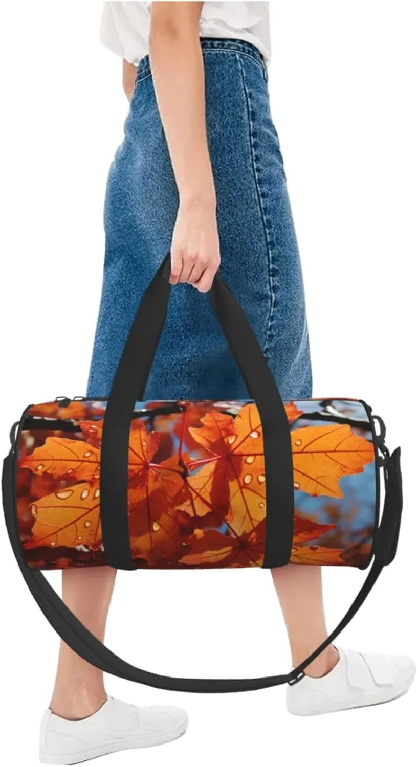 Travel Duffel Bag Fall Maple Leafs Weekender Overnight Bag For Men Women Large Capacity Sports Gym Bag Canvas Carry On Tote Bags For Travel Yoga