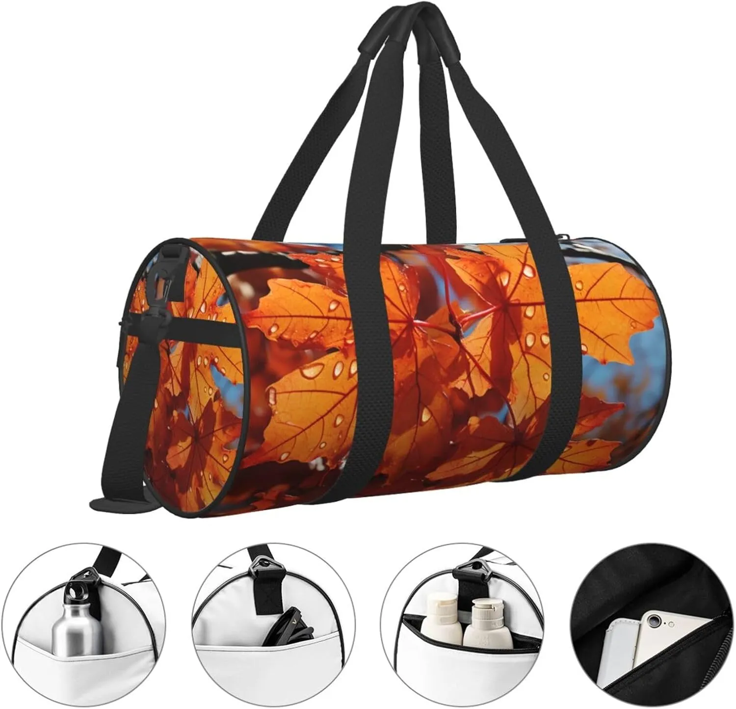 Travel Duffel Bag Fall Maple Leafs Weekender Overnight Bag For Men Women Large Capacity Sports Gym Bag Canvas Carry On Tote Bags For Travel Yoga
