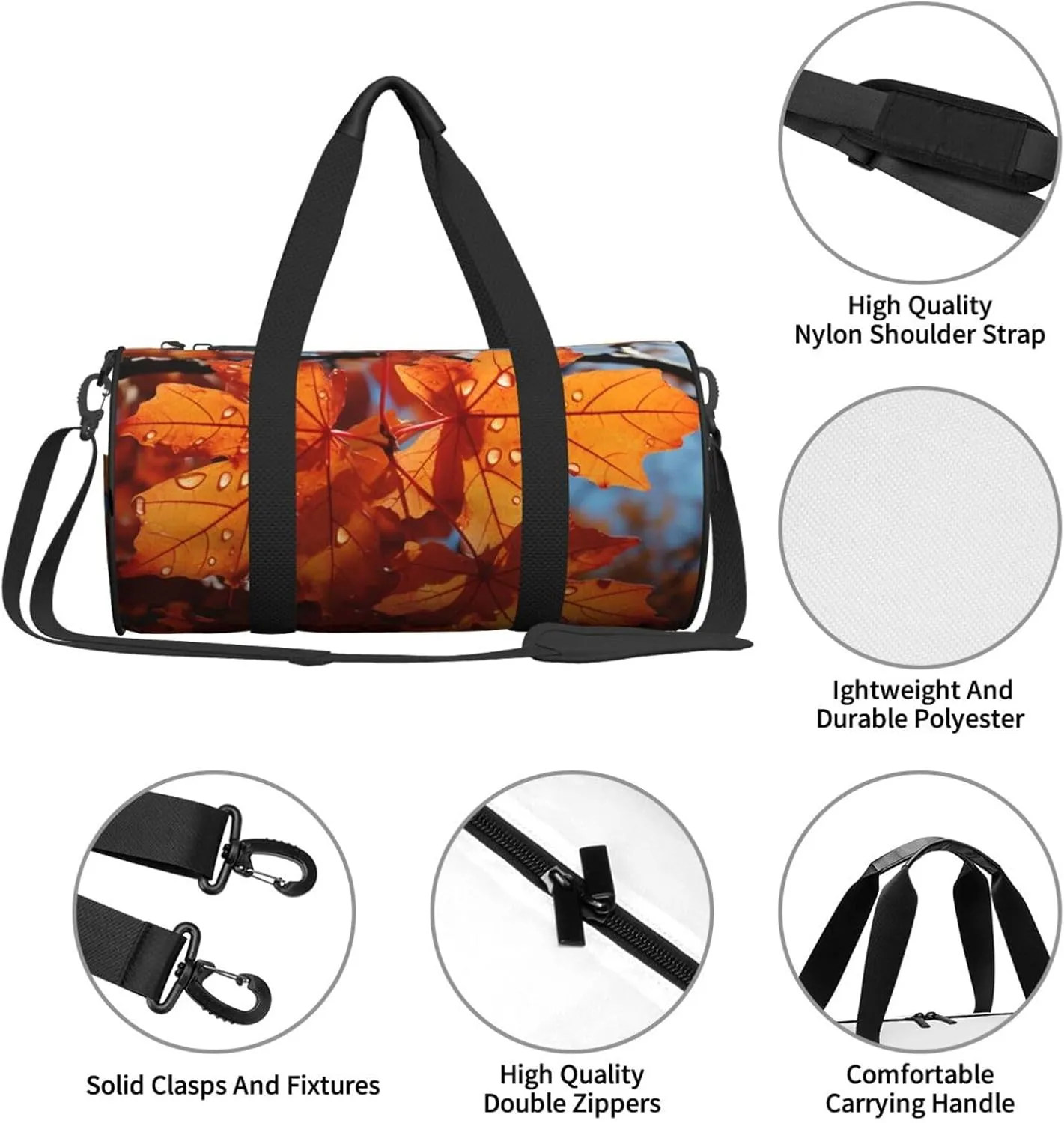Travel Duffel Bag Fall Maple Leafs Weekender Overnight Bag For Men Women Large Capacity Sports Gym Bag Canvas Carry On Tote Bags For Travel Yoga
