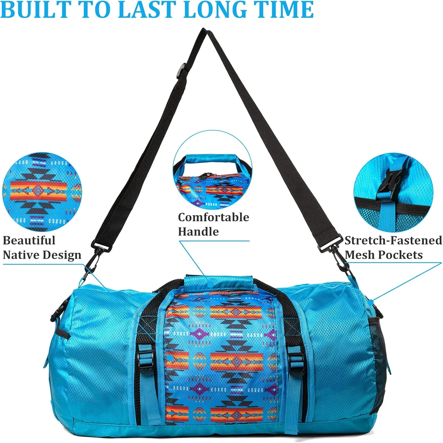 Travel Duffel Bag for Women Men, Lightweight Packable Duffle Bag for Gym, with Pocket and Adjustable Strap for Camping Travel Gear