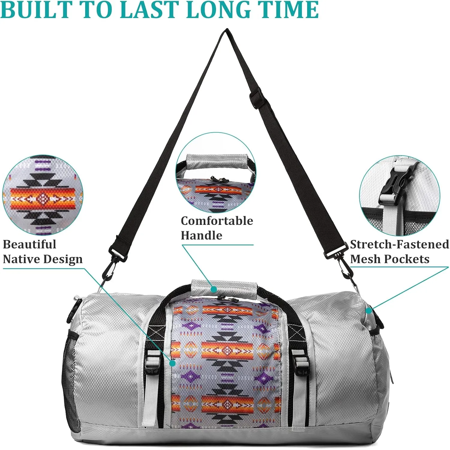 Travel Duffel Bag for Women Men, Lightweight Packable Duffle Bag for Gym, with Pocket and Adjustable Strap for Camping Travel Gear
