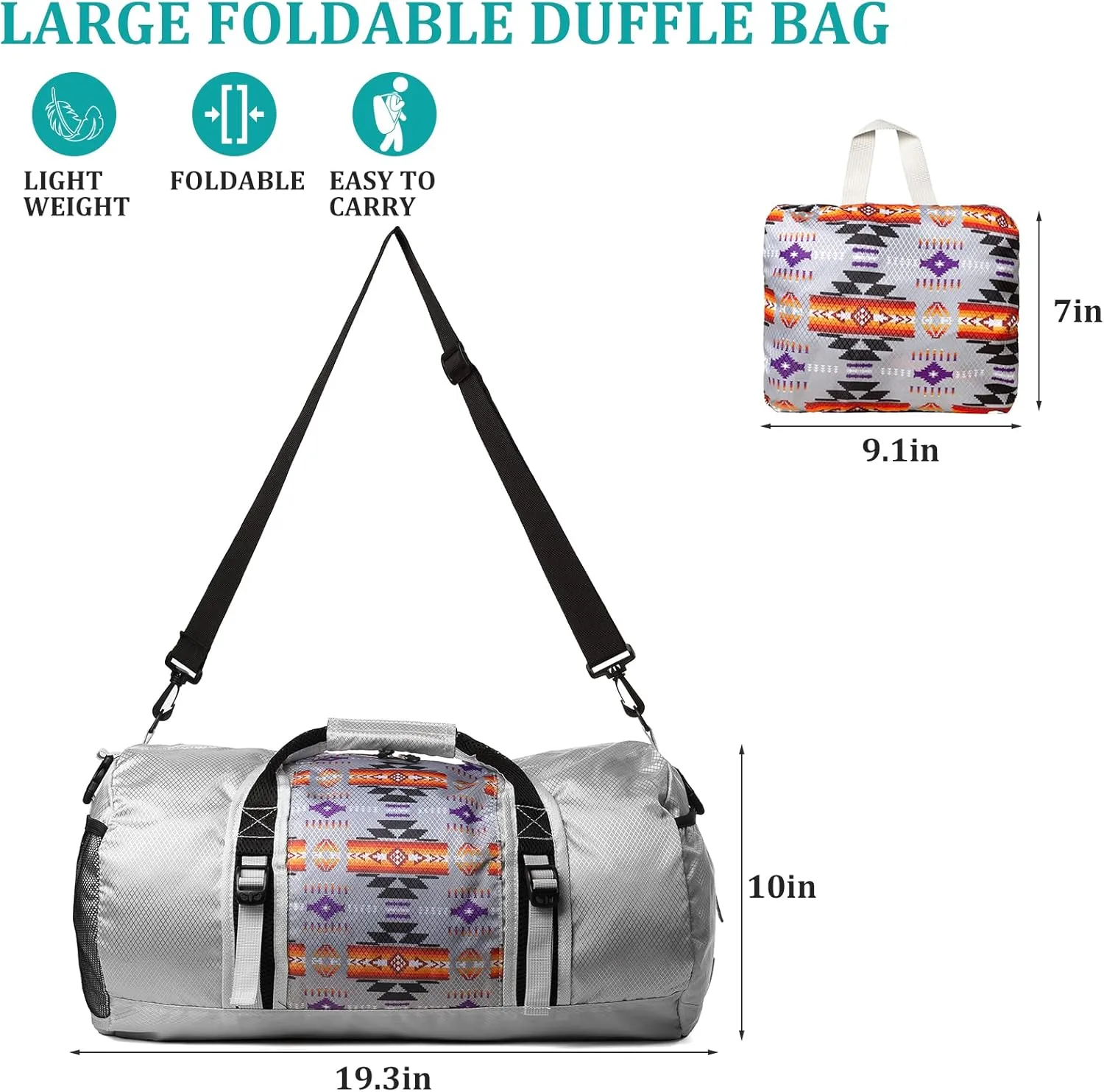 Travel Duffel Bag for Women Men, Lightweight Packable Duffle Bag for Gym, with Pocket and Adjustable Strap for Camping Travel Gear