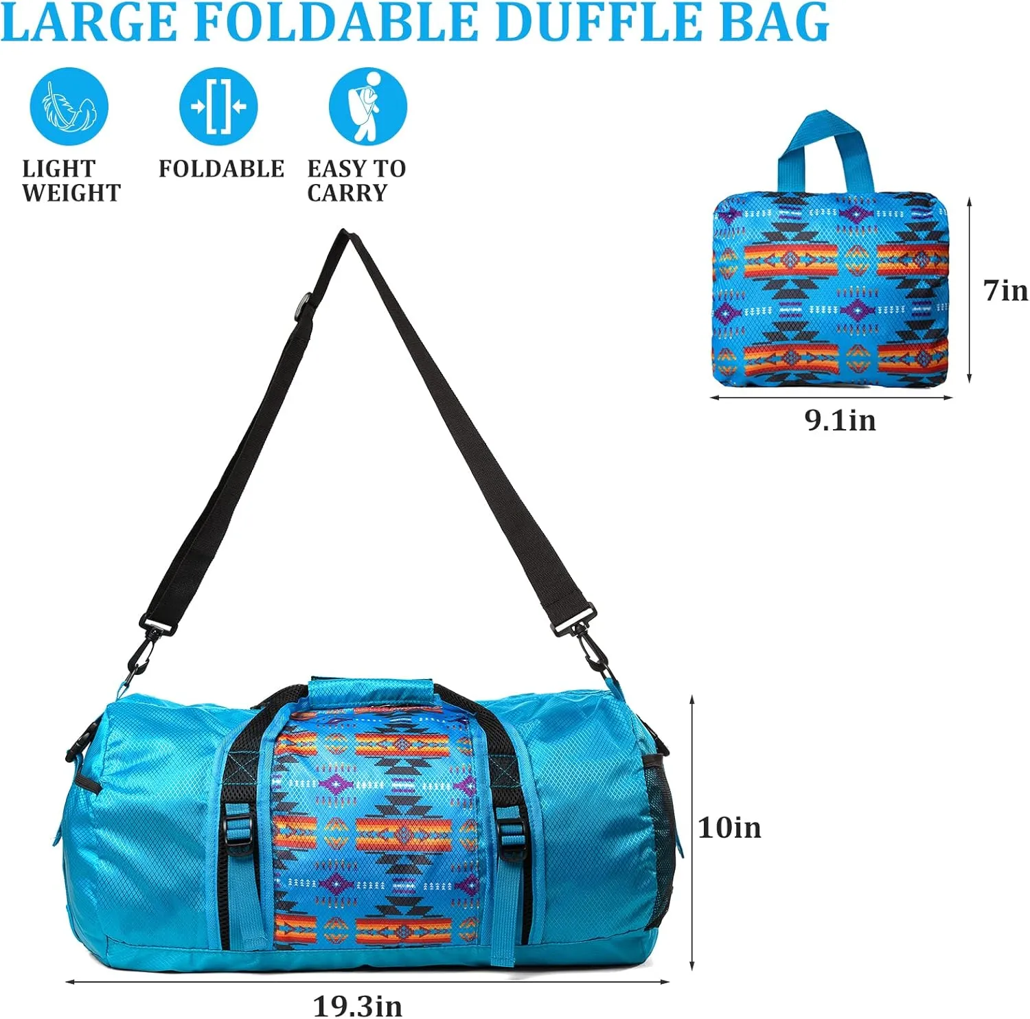 Travel Duffel Bag for Women Men, Lightweight Packable Duffle Bag for Gym, with Pocket and Adjustable Strap for Camping Travel Gear