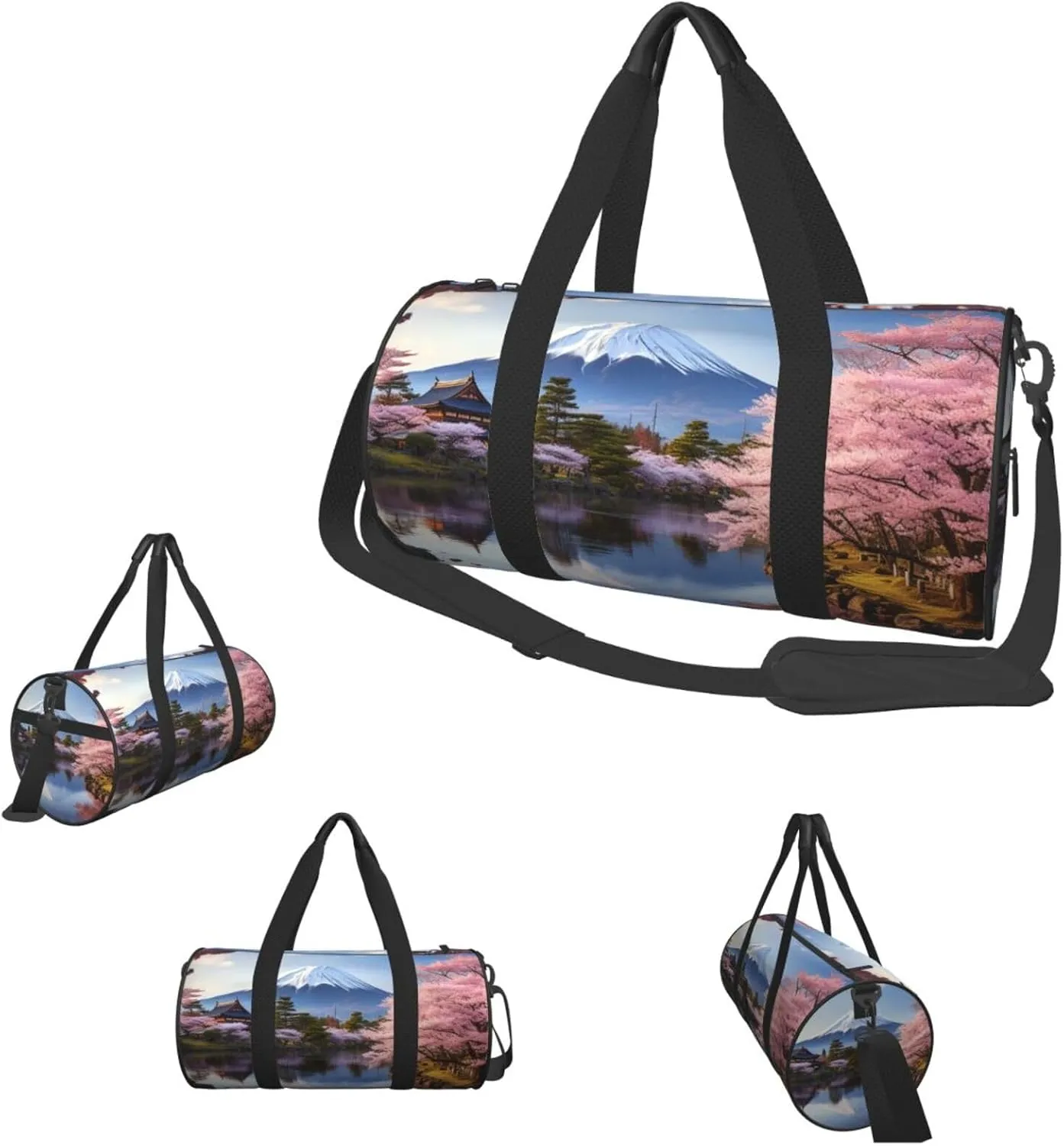 Travel Duffel Bag Mount Fuji Cherry Blossom Trees Weekender Overnight Bag For Men Women Large Capacity Sports Gym Bag Canvas Carry On Tote Bags For Travel Yoga