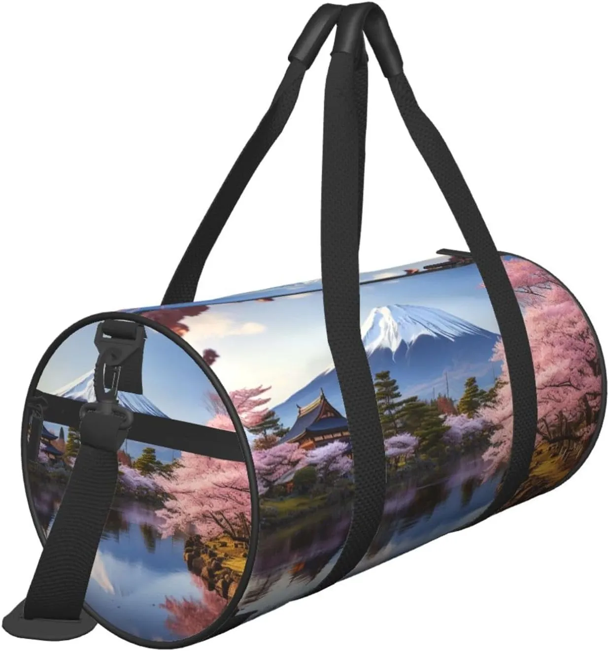 Travel Duffel Bag Mount Fuji Cherry Blossom Trees Weekender Overnight Bag For Men Women Large Capacity Sports Gym Bag Canvas Carry On Tote Bags For Travel Yoga