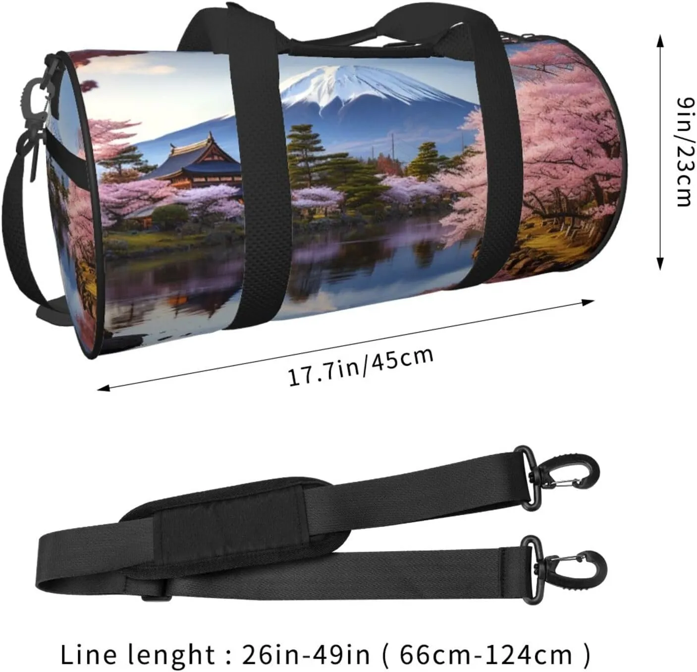 Travel Duffel Bag Mount Fuji Cherry Blossom Trees Weekender Overnight Bag For Men Women Large Capacity Sports Gym Bag Canvas Carry On Tote Bags For Travel Yoga