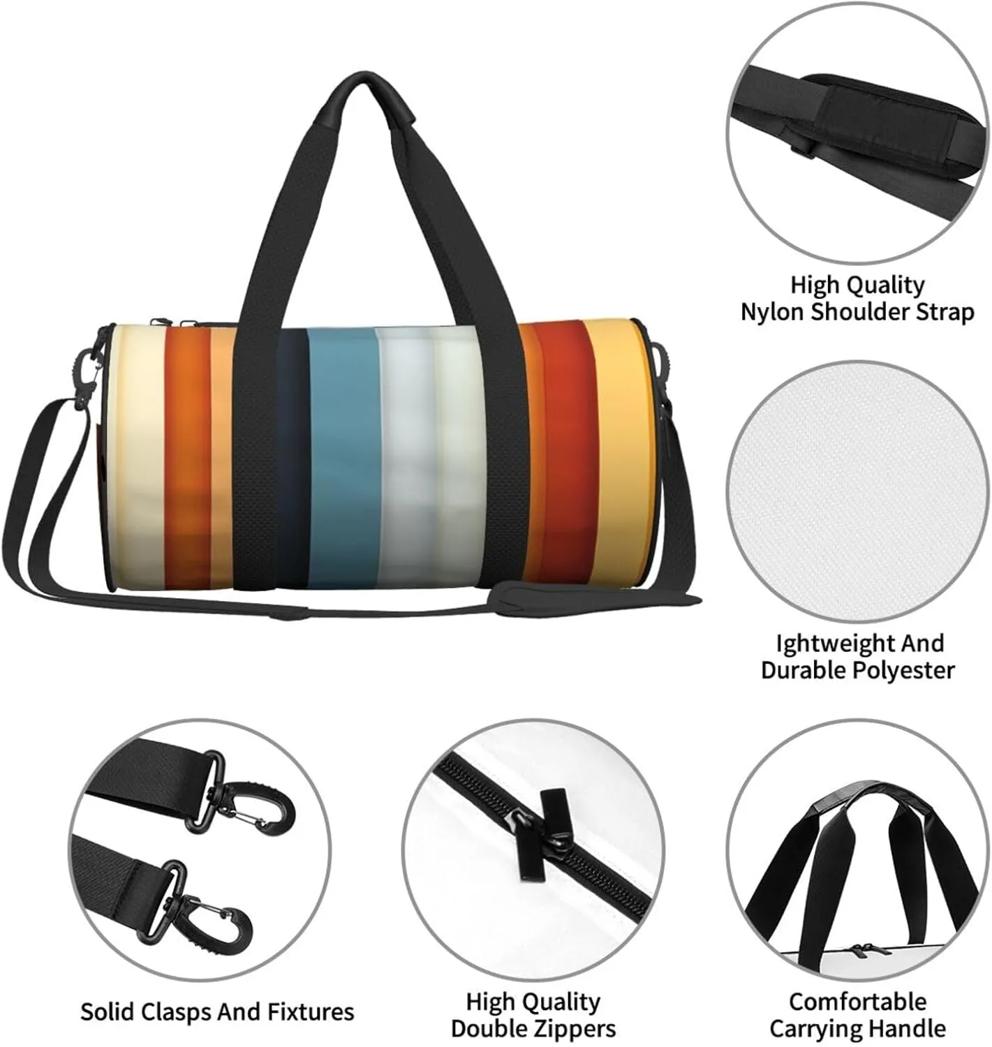 Travel Duffel Bag Stripe Arrangement Weekender Overnight Bag For Men Women Large Capacity Sports Gym Bag Canvas Carry On Tote Bags For Travel Yoga