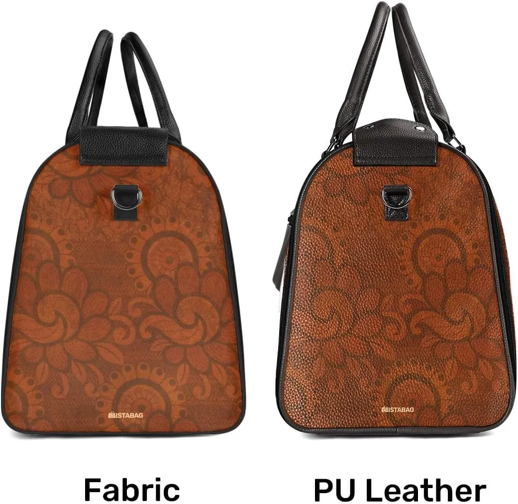 Travel Duffle Bag - Personalized Leather Foldable Travel Bag First Bump, Gifts For Dad, Mom On Father's Day, Christmas, Birthday (Fabric, Horoscope Brown)