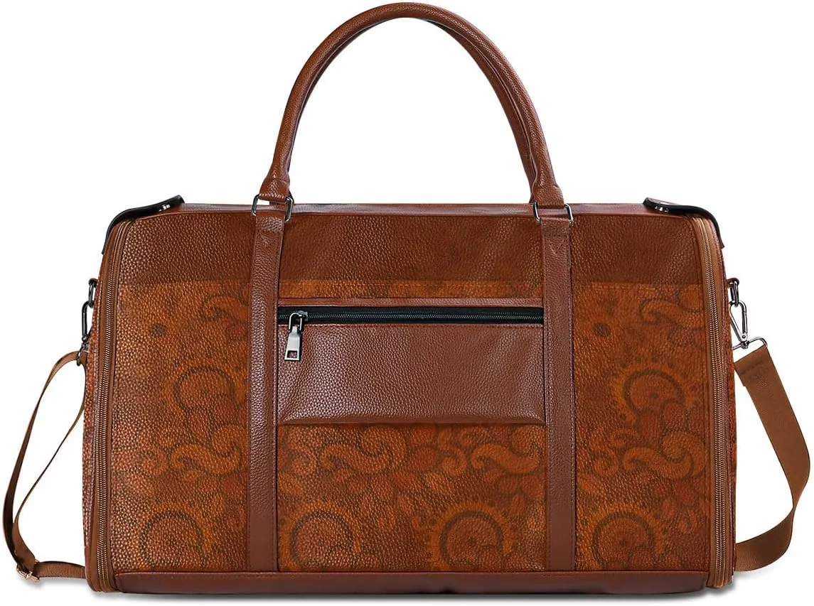 Travel Duffle Bag - Personalized Leather Foldable Travel Bag First Bump, Gifts For Dad, Mom On Father's Day, Christmas, Birthday (Fabric, Horoscope Brown)