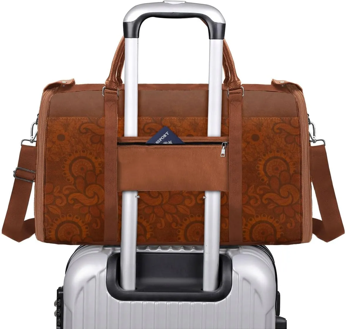 Travel Duffle Bag - Personalized Leather Foldable Travel Bag First Bump, Gifts For Dad, Mom On Father's Day, Christmas, Birthday (Fabric, Horoscope Brown)