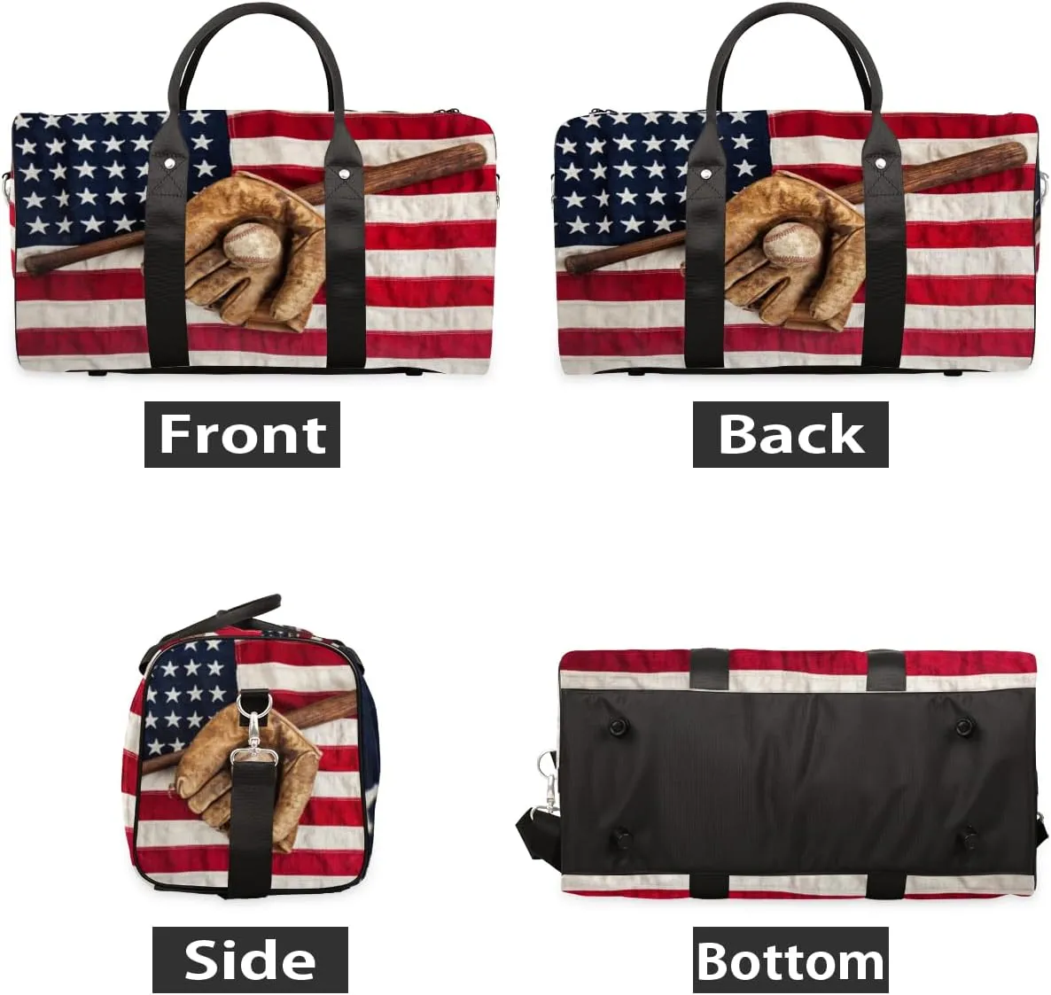Travel Duffle Bag Women, American Baseball Gym Bag Sports Bag,American Flag Lightweight Waterproof Foldable Overnight Bag, Carry on Shoulder Tote Bags for Hospital Maternity Mommy Gym