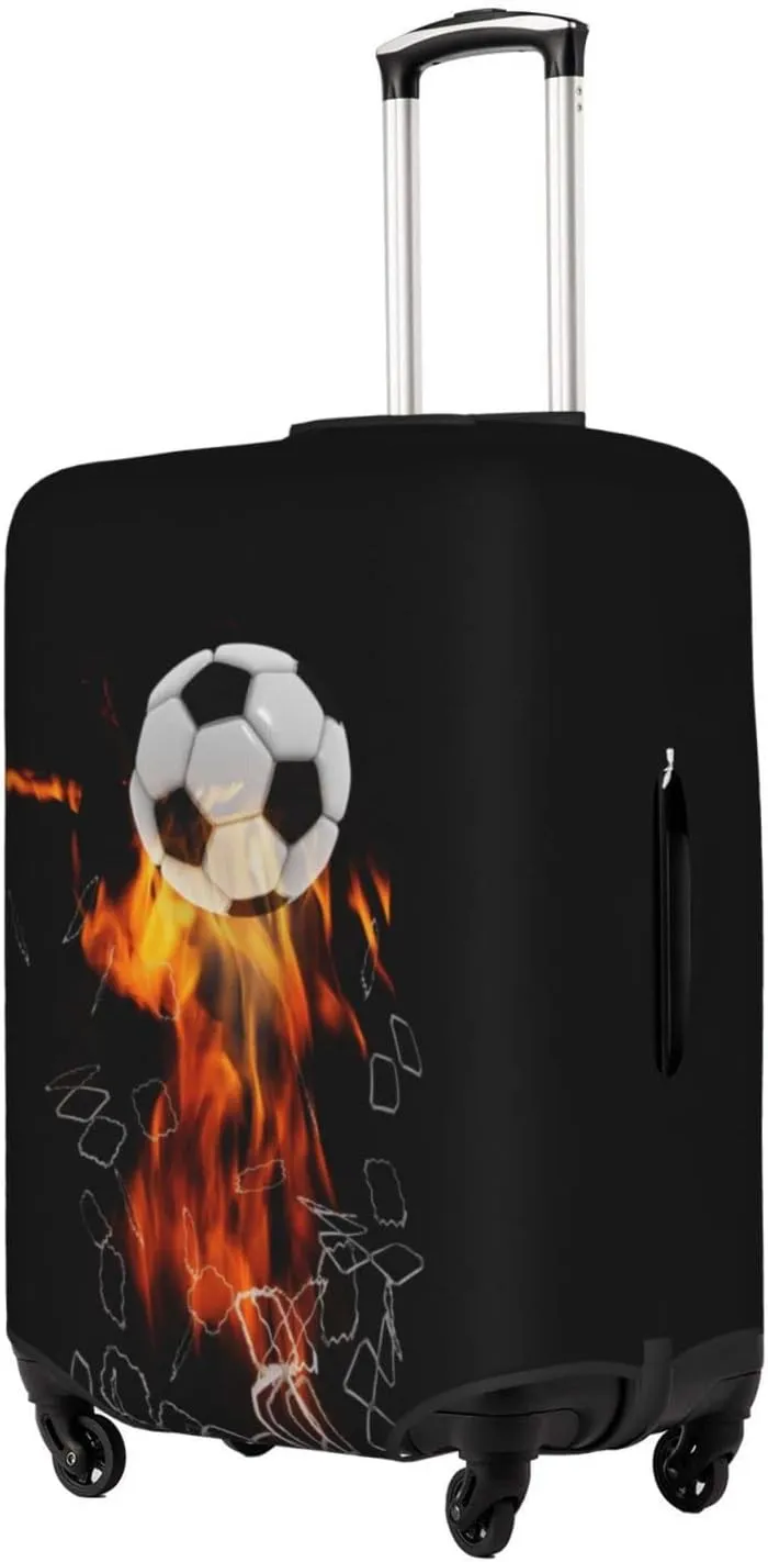 Travel Luggage Cover Protector, Soccer Football Ball Breaking Nets Thickened Washable Elastic Anti-scratch Sleeve with Concealed Zipper for Wheeled Suitcase Fits 18-21 Inch Luggage
