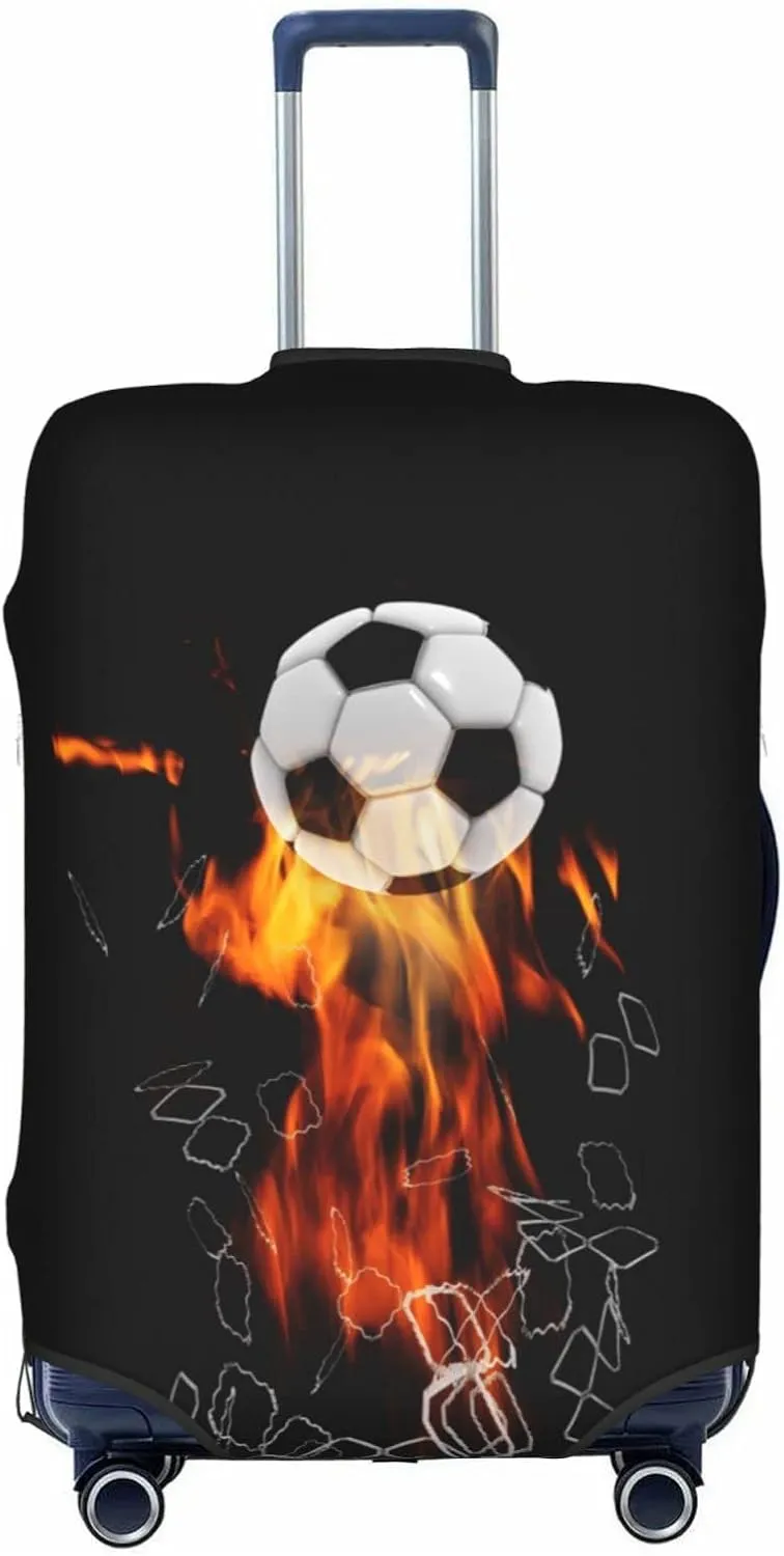 Travel Luggage Cover Protector, Soccer Football Ball Breaking Nets Thickened Washable Elastic Anti-scratch Sleeve with Concealed Zipper for Wheeled Suitcase Fits 18-21 Inch Luggage