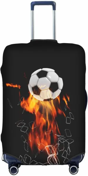 Travel Luggage Cover Protector, Soccer Football Ball Breaking Nets Thickened Washable Elastic Anti-scratch Sleeve with Concealed Zipper for Wheeled Suitcase Fits 18-21 Inch Luggage