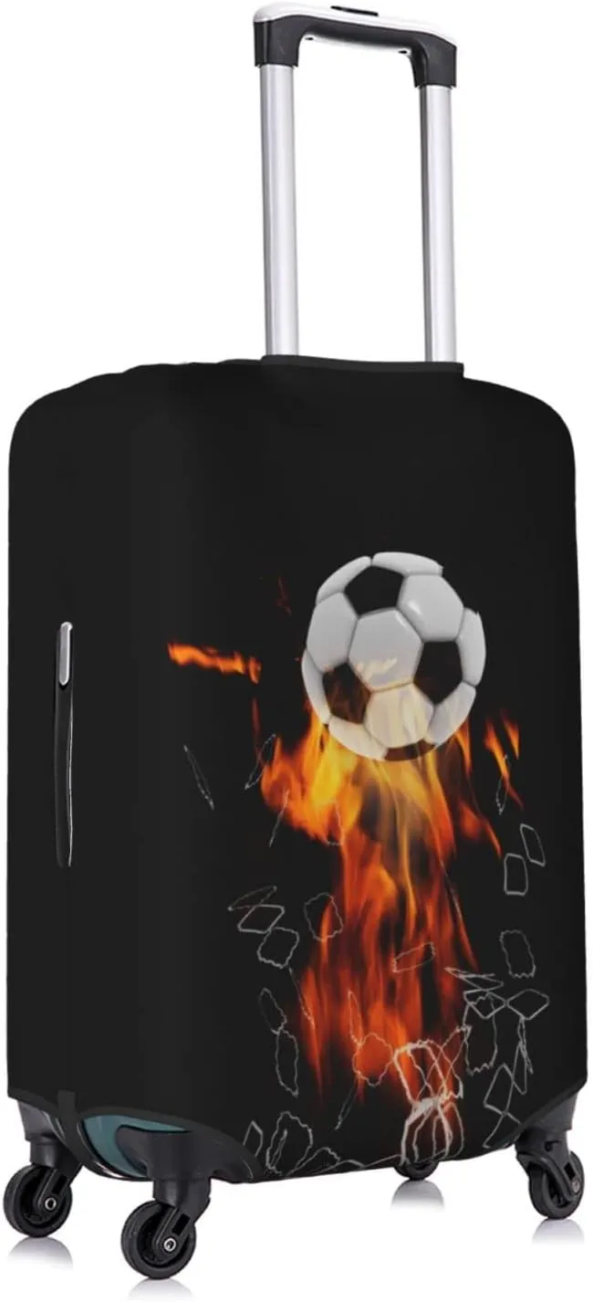 Travel Luggage Cover Protector, Soccer Football Ball Breaking Nets Thickened Washable Elastic Anti-scratch Sleeve with Concealed Zipper for Wheeled Suitcase Fits 18-21 Inch Luggage