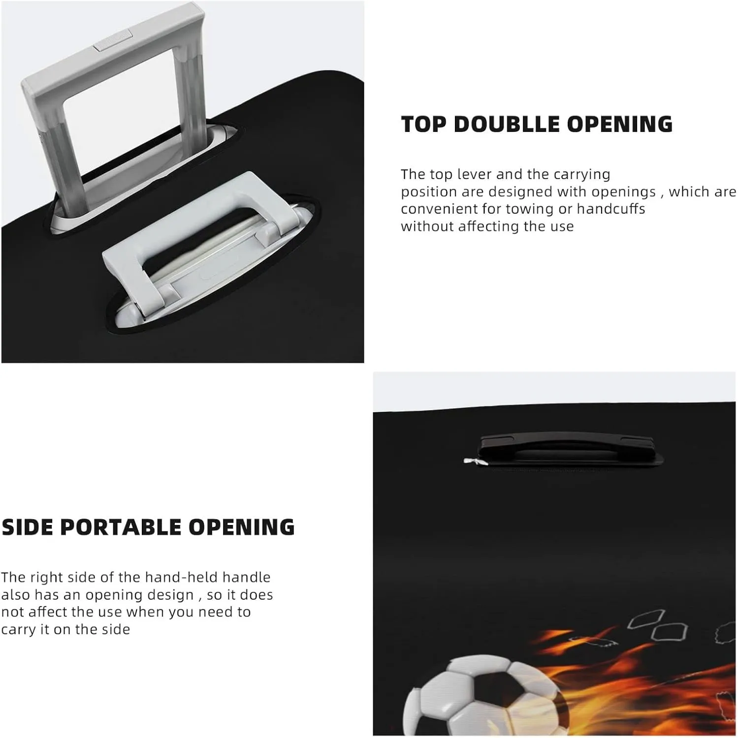 Travel Luggage Cover Protector, Soccer Football Ball Breaking Nets Thickened Washable Elastic Anti-scratch Sleeve with Concealed Zipper for Wheeled Suitcase Fits 18-21 Inch Luggage