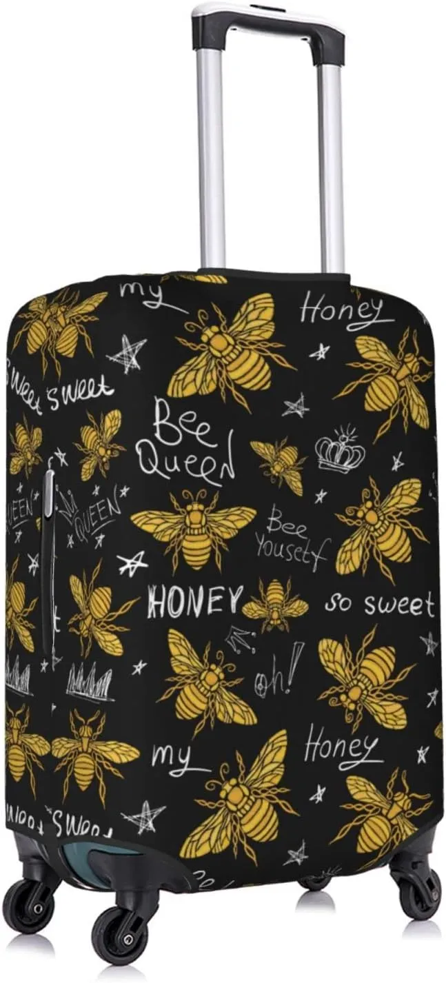 Travel Luggage Cover Suitcase Protector, Honey Bees Golden Luxury Thicker Washable Elastic Stretch Anti-scratch Baggage Cover with Concealed Zipper for Spinner Wheeled Suitcase Fits 25-28 Inch Luggage