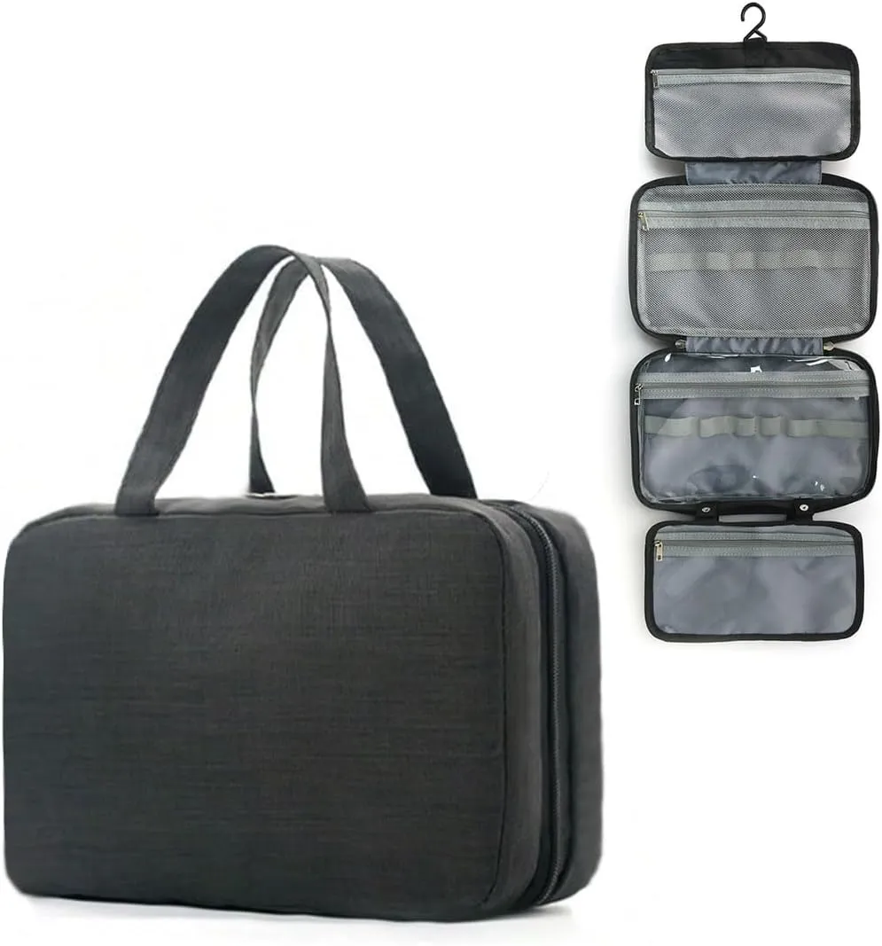 Travel Toiletry Bag for Women Men with Handle, Large Capacity Makeup Bag, Hanging Organizer Cosmetic Bag for Essentials Accessories