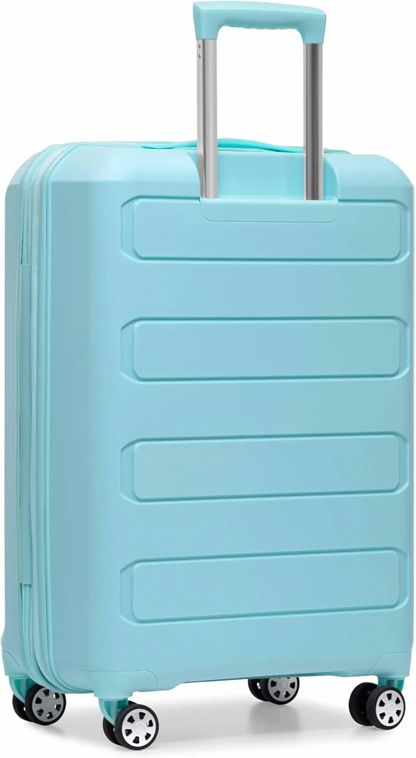 Traveler's Choice Pagosa Indestructible Hardshell Expandable Spinner Luggage, Baby Blue, Check-in Only