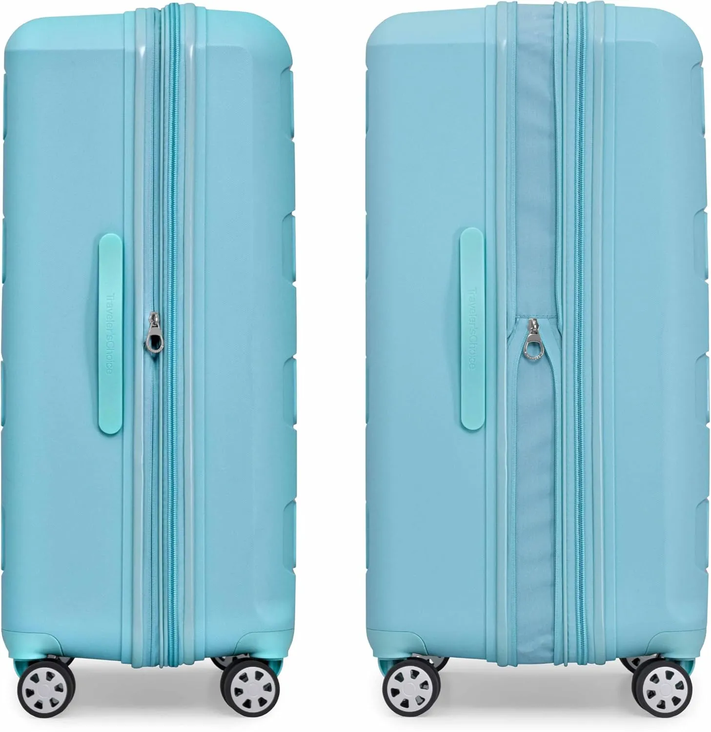 Traveler's Choice Pagosa Indestructible Hardshell Expandable Spinner Luggage, Baby Blue, Check-in Only