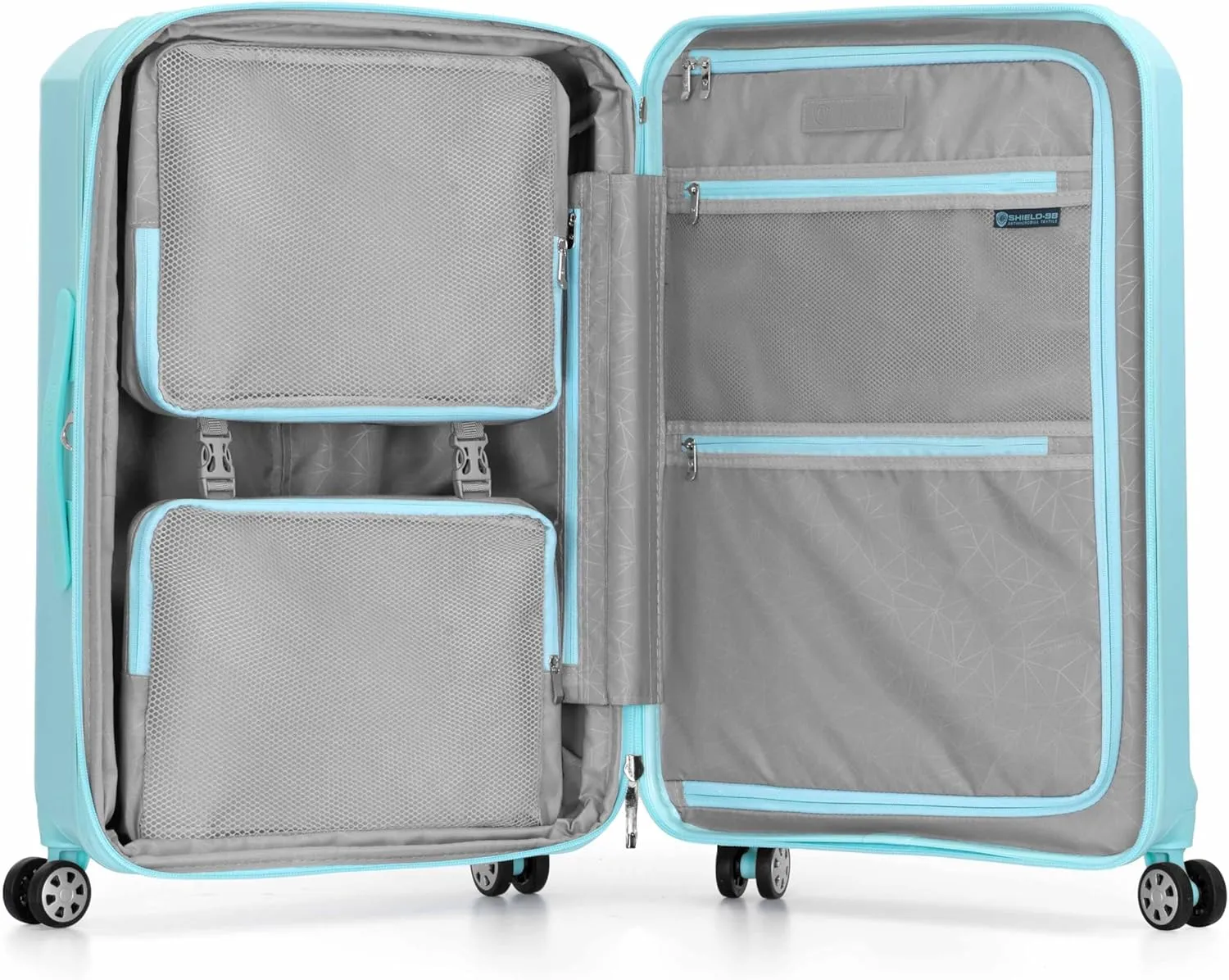 Traveler's Choice Pagosa Indestructible Hardshell Expandable Spinner Luggage, Baby Blue, Check-in Only
