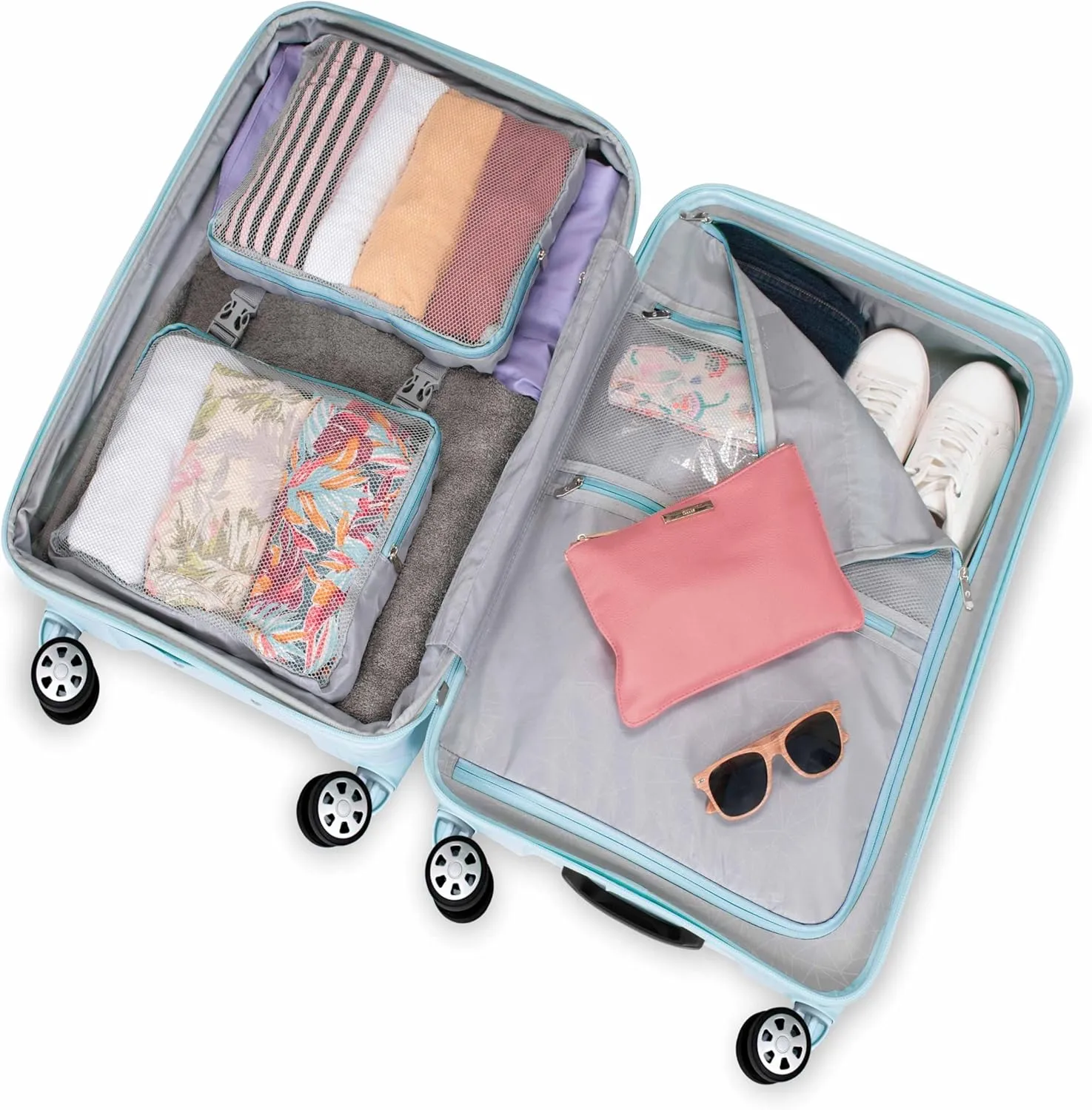 Traveler's Choice Pagosa Indestructible Hardshell Expandable Spinner Luggage, Baby Blue, Check-in Only