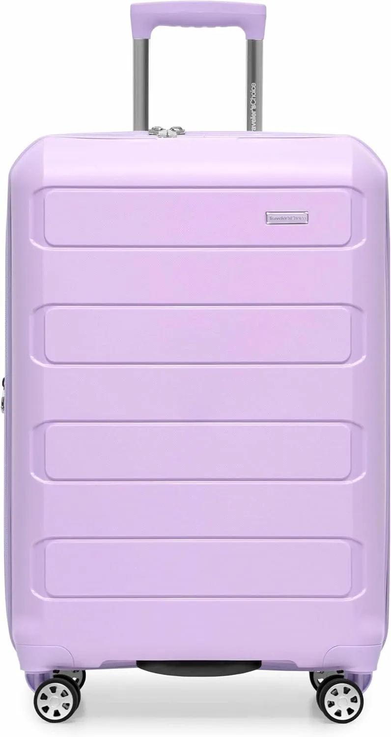 Traveler's Choice Pagosa Indestructible Hardshell Expandable Spinner Luggage, Lavender, Check-in Only