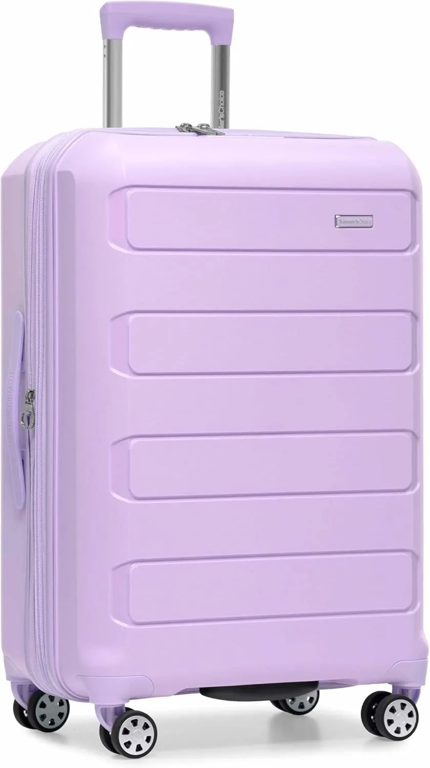 Traveler's Choice Pagosa Indestructible Hardshell Expandable Spinner Luggage, Lavender, Check-in Only