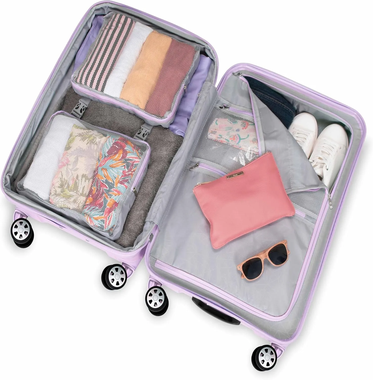 Traveler's Choice Pagosa Indestructible Hardshell Expandable Spinner Luggage, Lavender, Check-in Only