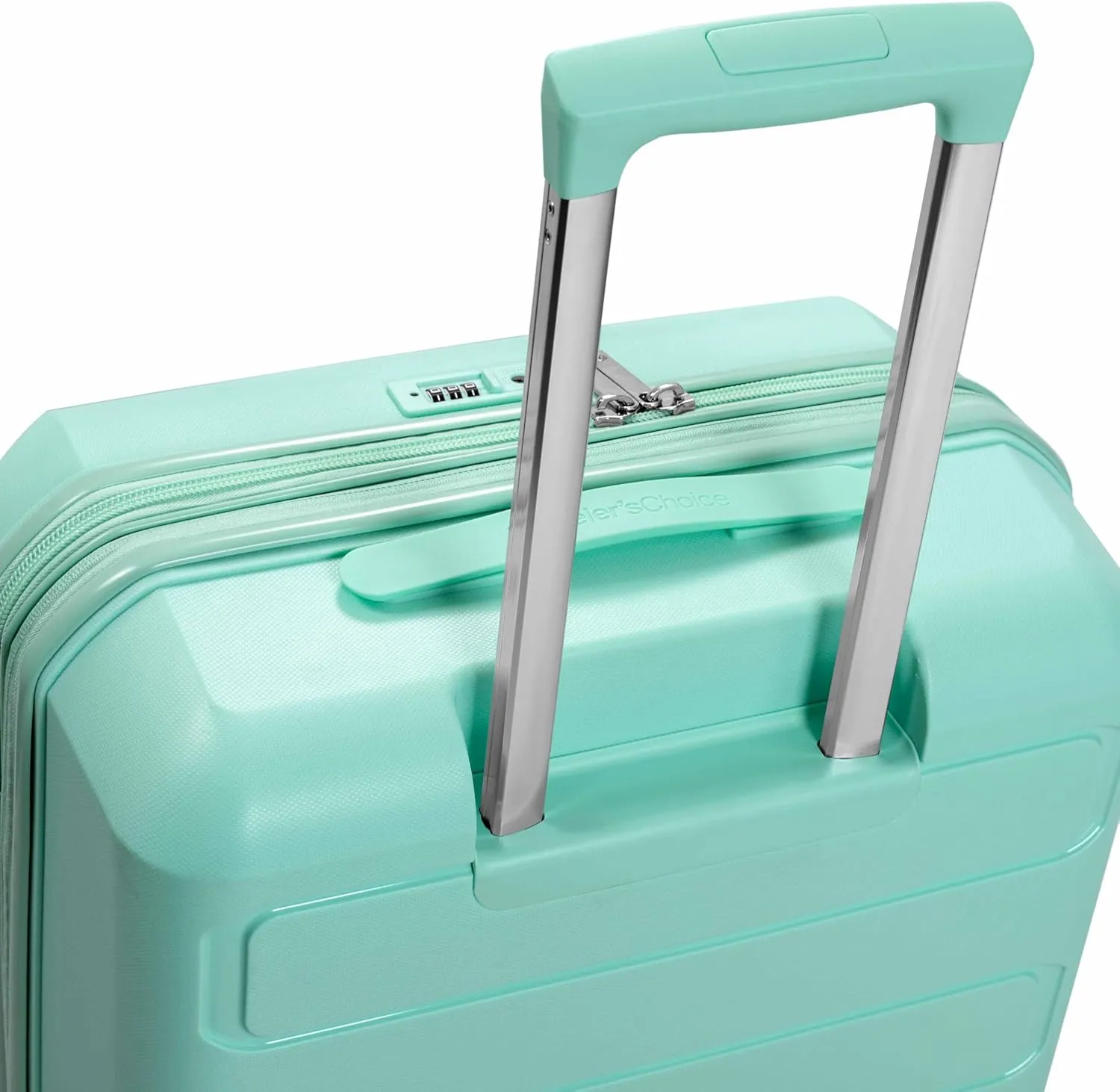 Traveler's Choice Pagosa Indestructible Hardshell Expandable Spinner Luggage, Mint, Check-in Only