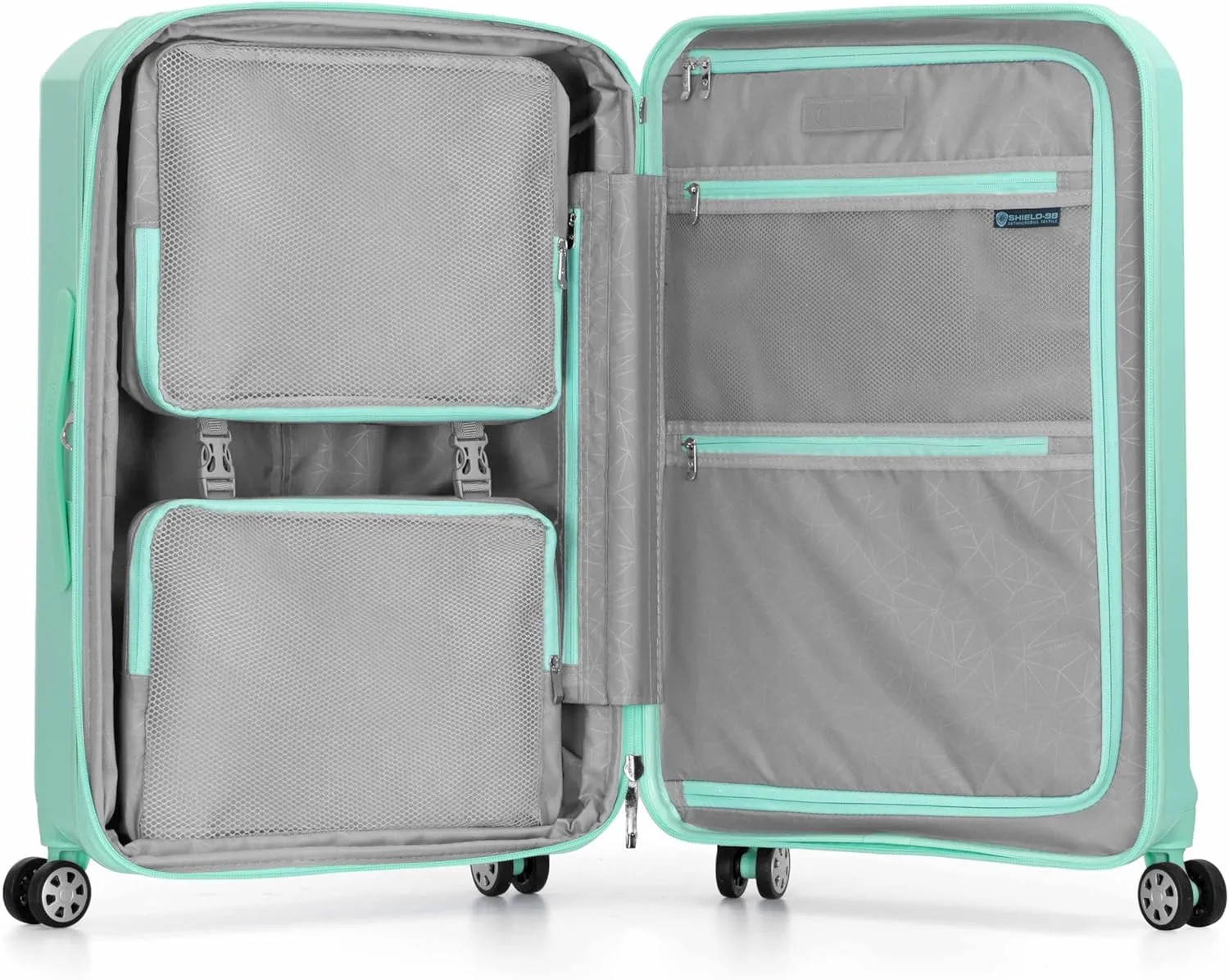 Traveler's Choice Pagosa Indestructible Hardshell Expandable Spinner Luggage, Mint, Check-in Only