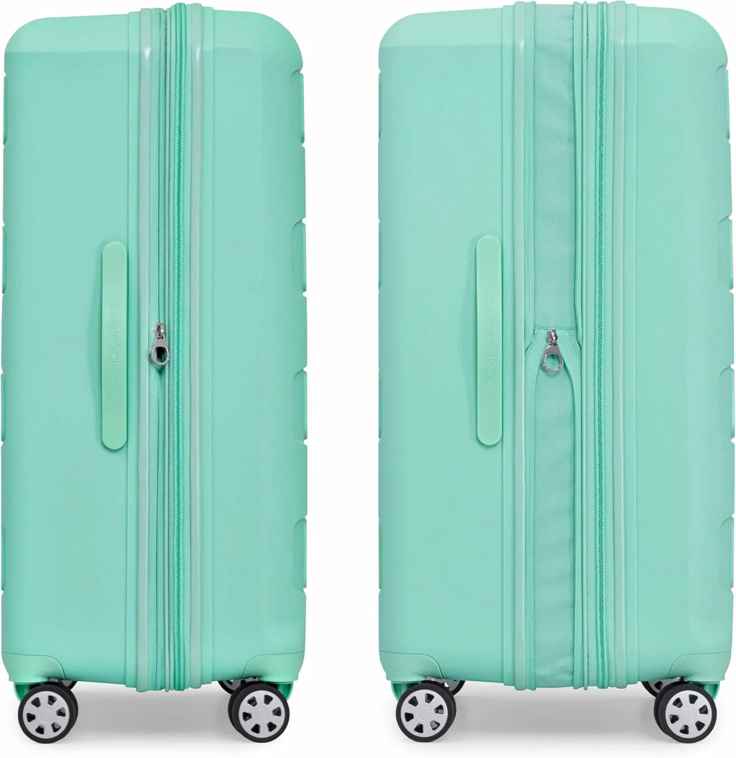 Traveler's Choice Pagosa Indestructible Hardshell Expandable Spinner Luggage, Mint, Check-in Only