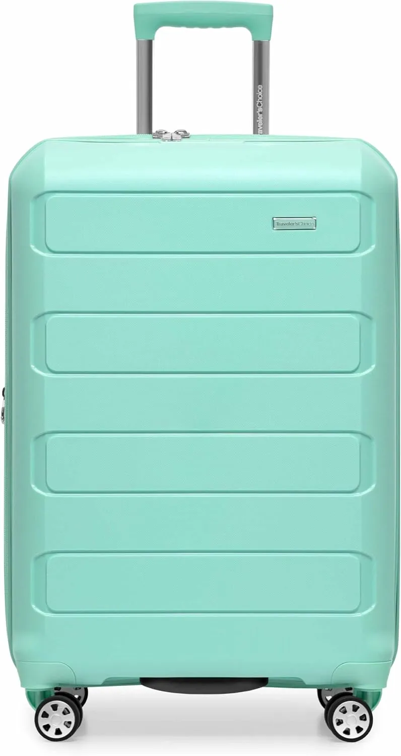 Traveler's Choice Pagosa Indestructible Hardshell Expandable Spinner Luggage, Mint, Check-in Only