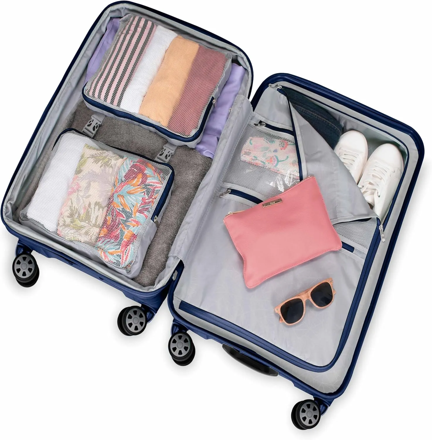 Traveler's Choice Pagosa Indestructible Hardshell Expandable Spinner Luggage, Navy, Check-in Only