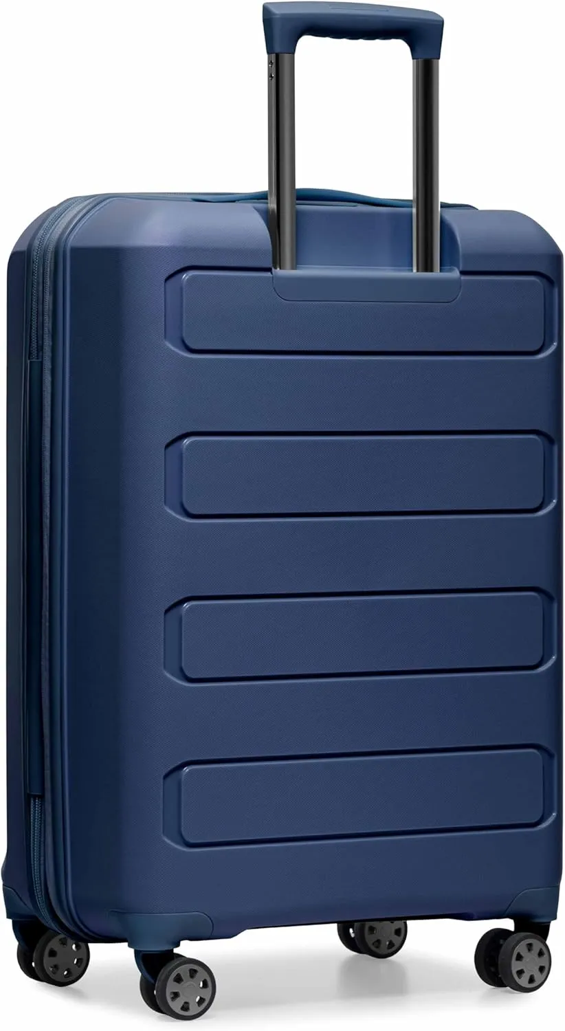 Traveler's Choice Pagosa Indestructible Hardshell Expandable Spinner Luggage, Navy, Check-in Only