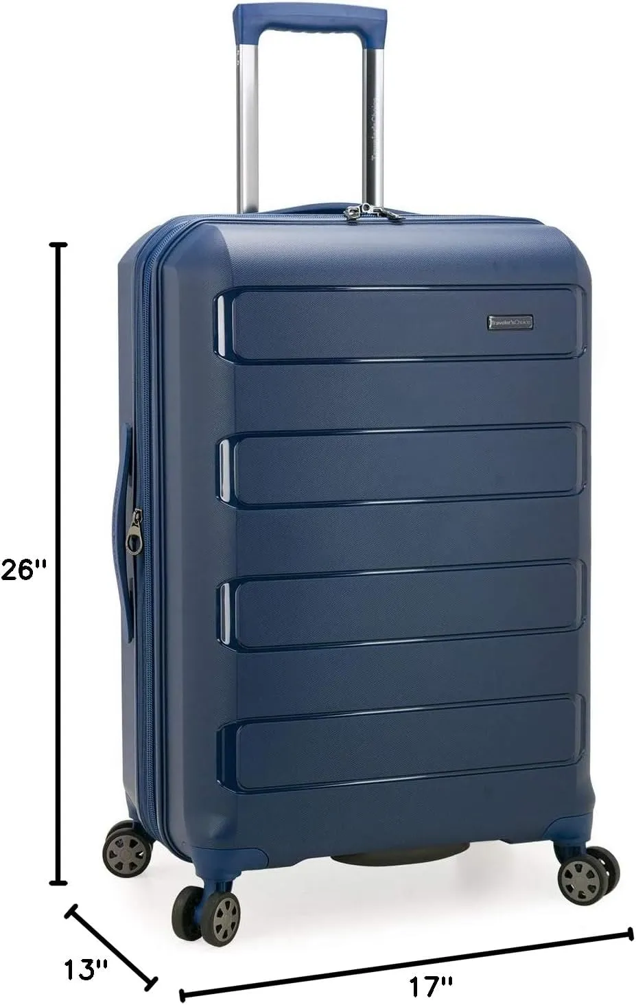 Traveler's Choice Pagosa Indestructible Hardshell Expandable Spinner Luggage, Navy, Check-in Only