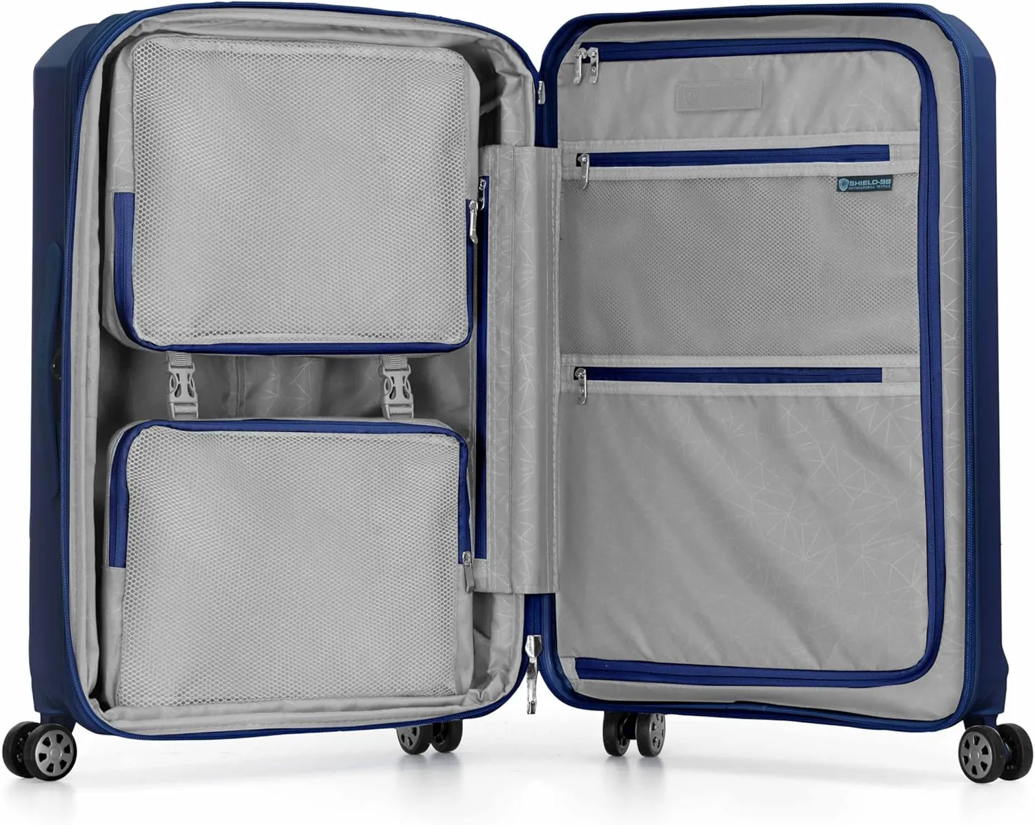 Traveler's Choice Pagosa Indestructible Hardshell Expandable Spinner Luggage, Navy, Check-in Only