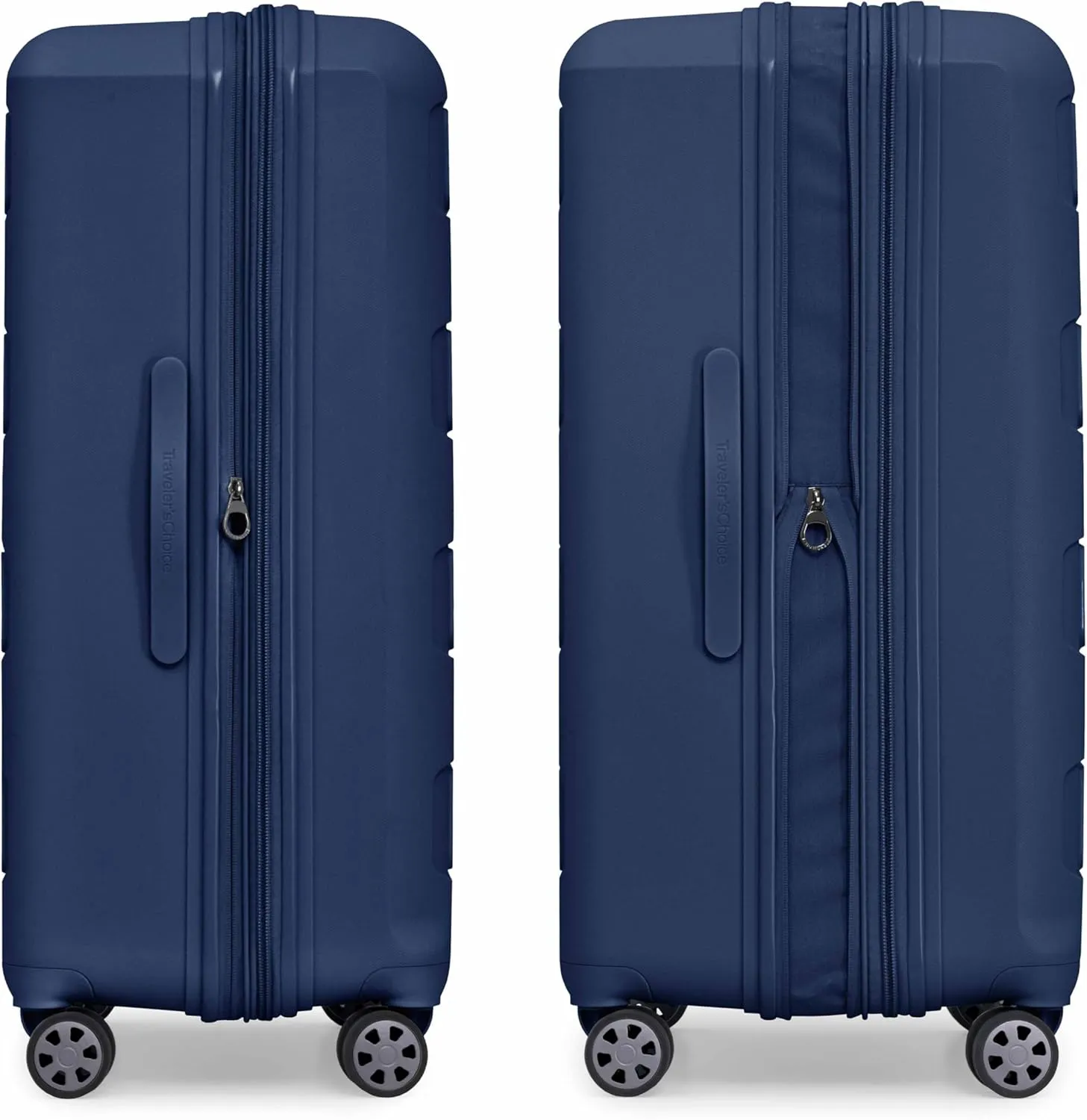 Traveler's Choice Pagosa Indestructible Hardshell Expandable Spinner Luggage, Navy, Check-in Only