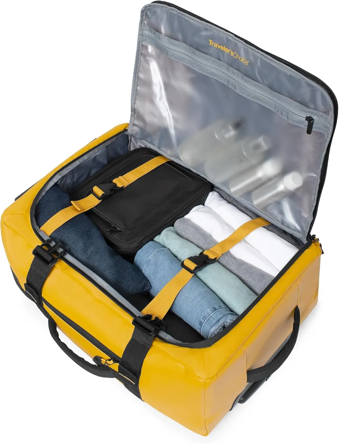Traveler's Choice Wheeled Duffel, Yellow, Carry-On 21-Inch