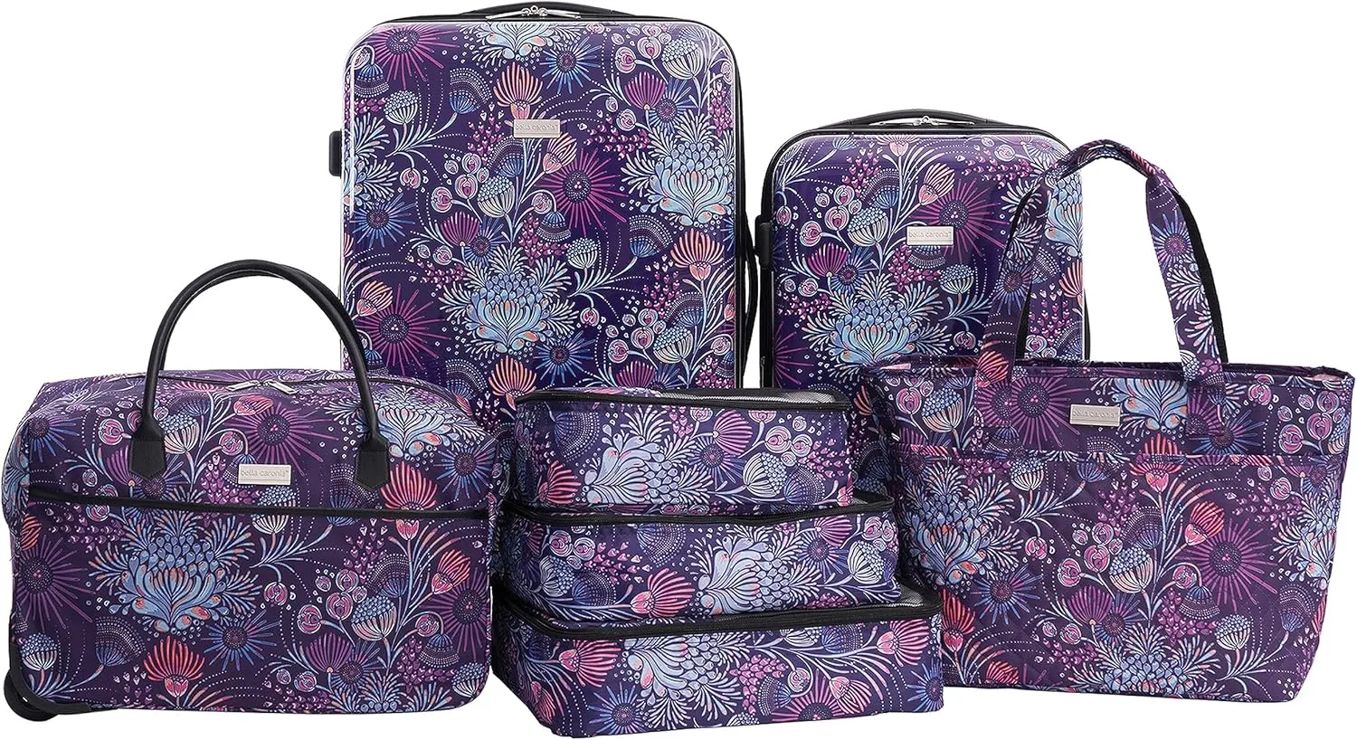 Travelers Club Bella Caronia Deluxe 20", 3 Luggage & Travel Accessories, Jardin, 7 Piece Set