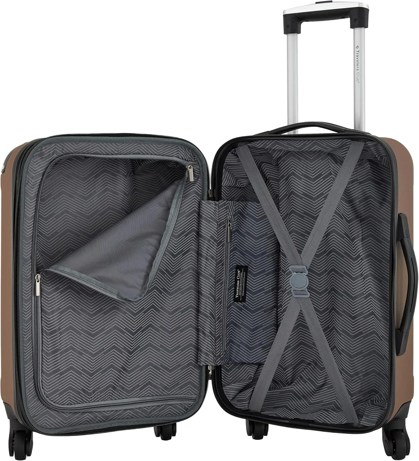 Travelers Club Chicago Hardside Expandable Spinner Luggage, Rum Caramel, 20" Carry-On