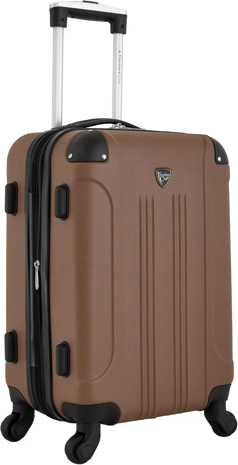 Travelers Club Chicago Hardside Expandable Spinner Luggage, Rum Caramel, 20" Carry-On