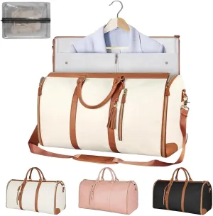 Travelher Foldable Clothing Bag, Multi-function Emmafy Garment Bag, Luhxe Travel Bag Garment Bag Perfect for Carry On/Garment Bag All In One (Beige)