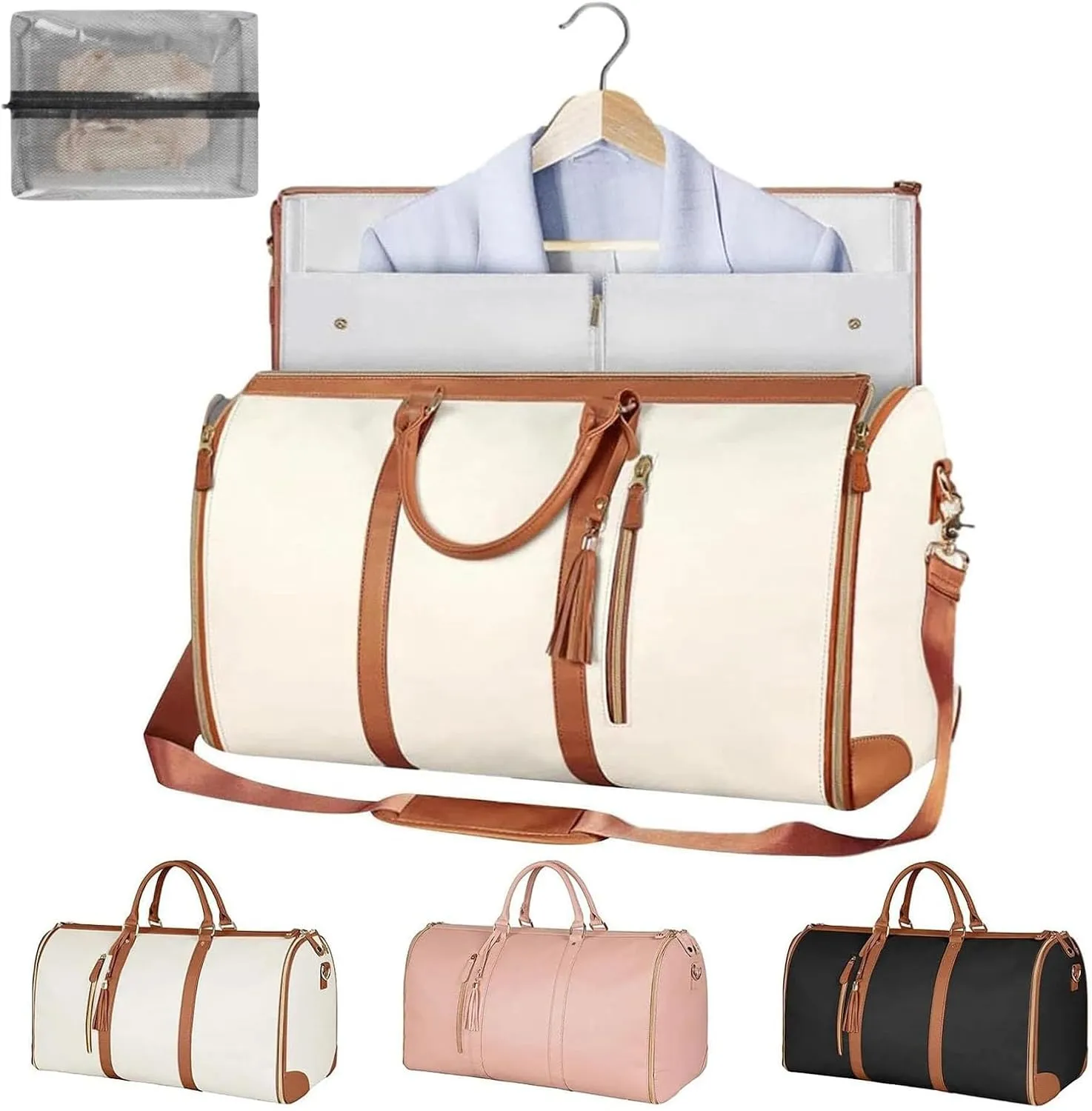 Travelher Foldable Clothing Bag, Multi-function Emmafy Garment Bag, Luhxe Travel Bag Garment Bag Perfect for Carry On/Garment Bag All In One (Beige)