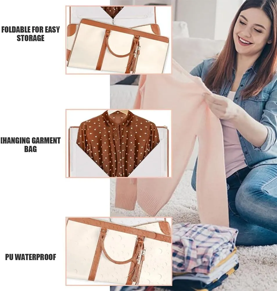 Travelher Foldable Clothing Bag, Multi-function Emmafy Garment Bag, Luhxe Travel Bag Garment Bag Perfect for Carry On/Garment Bag All In One (Pink)