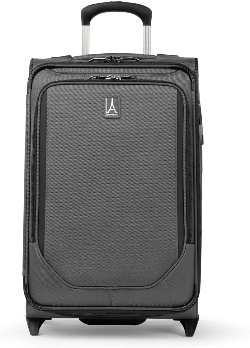 Travelpro Crew Classic Lightweight Softside Expandable Carry on Luggage, 2 Wheel Upright Rollaboard Suitcase, Men and Women, Carry On 22-Inch, Titanium Grey