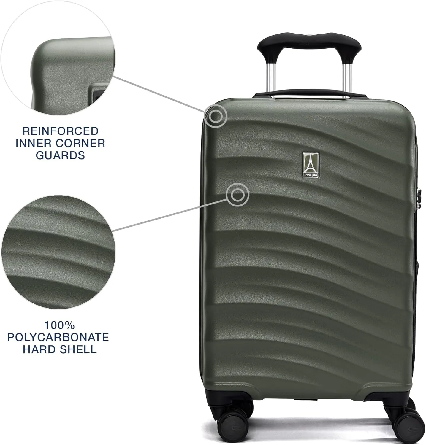 Travelpro Maxlite Air V2 Hardside Expandable Carry on Luggage, 8 Spinner Wheels, Lightweight Hard Shell Suitcase, TSA lock, Slate Green, Compact Carry On 20-Inch