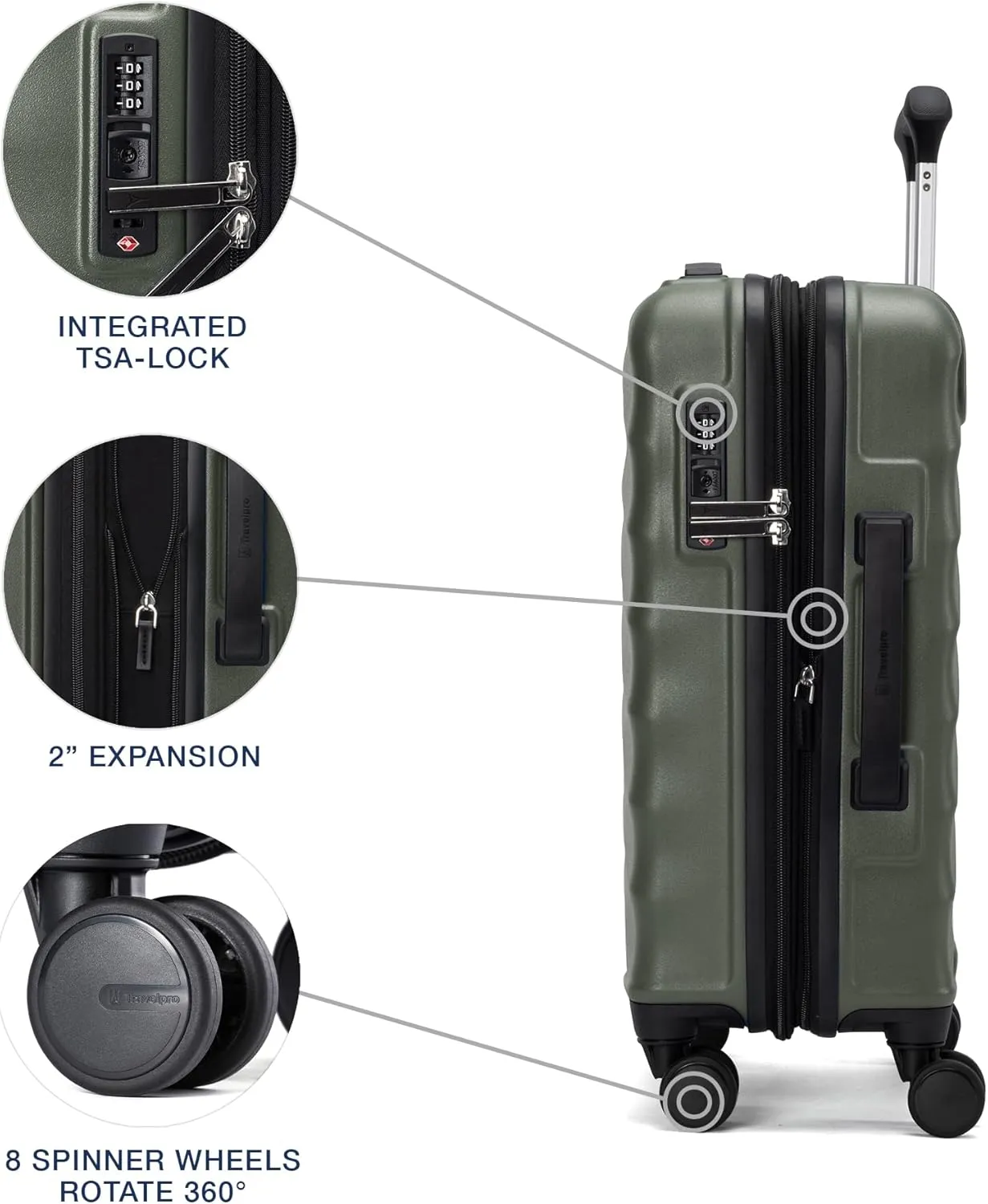 Travelpro Maxlite Air V2 Hardside Expandable Carry on Luggage, 8 Spinner Wheels, Lightweight Hard Shell Suitcase, TSA lock, Slate Green, Compact Carry On 20-Inch