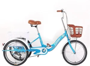 Tricycle for Adult 1 Speed 20inch 3-Wheel Trike with Basket Three Wheeled Bike for Shopping Or Bag Recumbent Bicycle